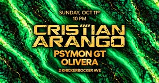 flyer for Pop - Up Sunday Night with Cristian Arango and More at 96 Morgan