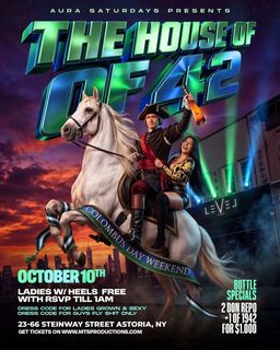flyer for The House of AURA - Columbus Day Weekend