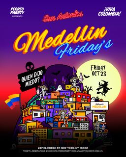 flyer for Medellin Fridays Halloween - Colombian Reggaeton Party Bar
