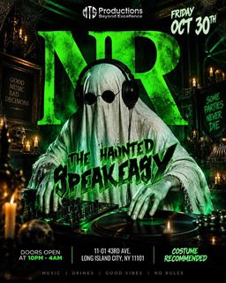 flyer for Newsroom Halloween Party 2026 - The Haunted Speakeasy in LIC