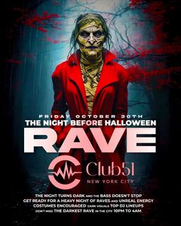 flyer for The Night Before Halloween Rave NYC