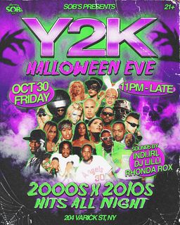 flyer for SOB's presents: Y2K Party: Halloween Eve