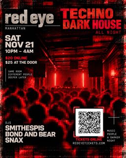 flyer for Red Eye Serves Techno
