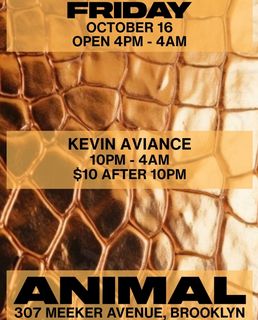 flyer for ANIMAL Friday Night w/ Kevin Aviance