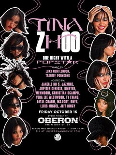 flyer for TinaZhOO – A Night with a Popstar