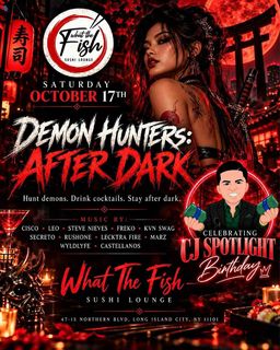 flyer for Demon Hunters: After Dark – What The Fish Halloween Party