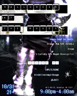 flyer for Halloween at The Woods