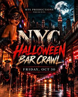 flyer for NYC Halloween Bar Crawl 2026 – Manhattan Halloween Nightlife